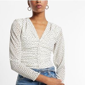 Express Polka Dot Long Sleeve Blouse